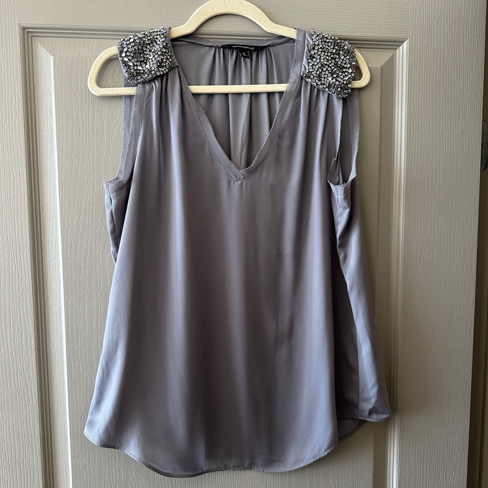 Silk Banana Republic tank top with shoulder rhinestone detail
